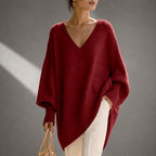 Chelsie - Women's V-Neck Batwing Oversized Sweater 3