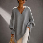Chelsie - Women's V-Neck Batwing Oversized Sweater 4