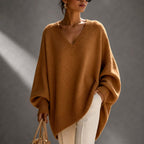 Chelsie - Women's V-Neck Batwing Oversized Sweater 5
