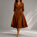 Cinzia - Women's V-Neck Sheer Sleeve Slim Fit Midi Dress 5