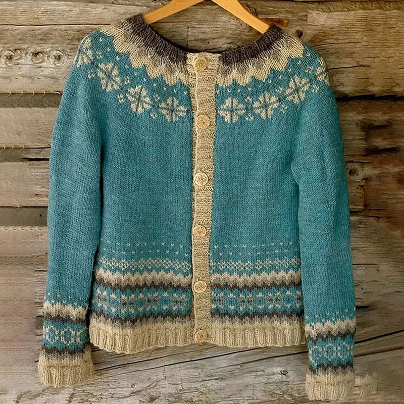 Claire - Women's Fair Isle Button-Front Cardigan