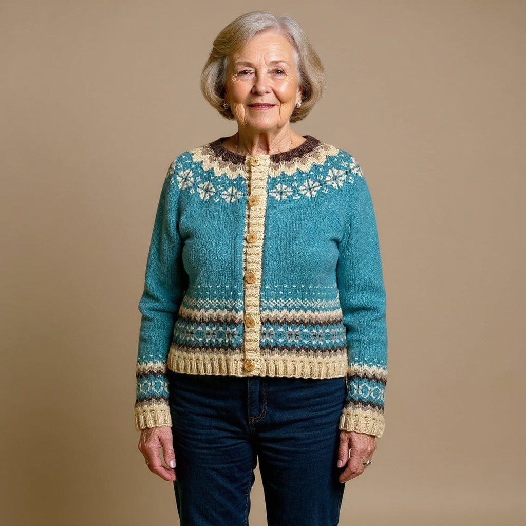 Claire - Women's Fair Isle Button-Front Cardigan