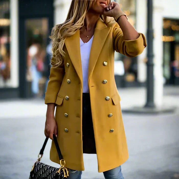 Clara - Women's Double-Breasted Blazer Coat with Metal Buttons