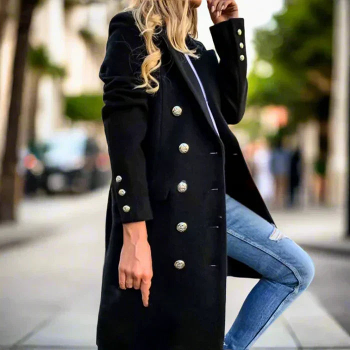 Clara - Women's Double-Breasted Blazer Coat with Metal Buttons