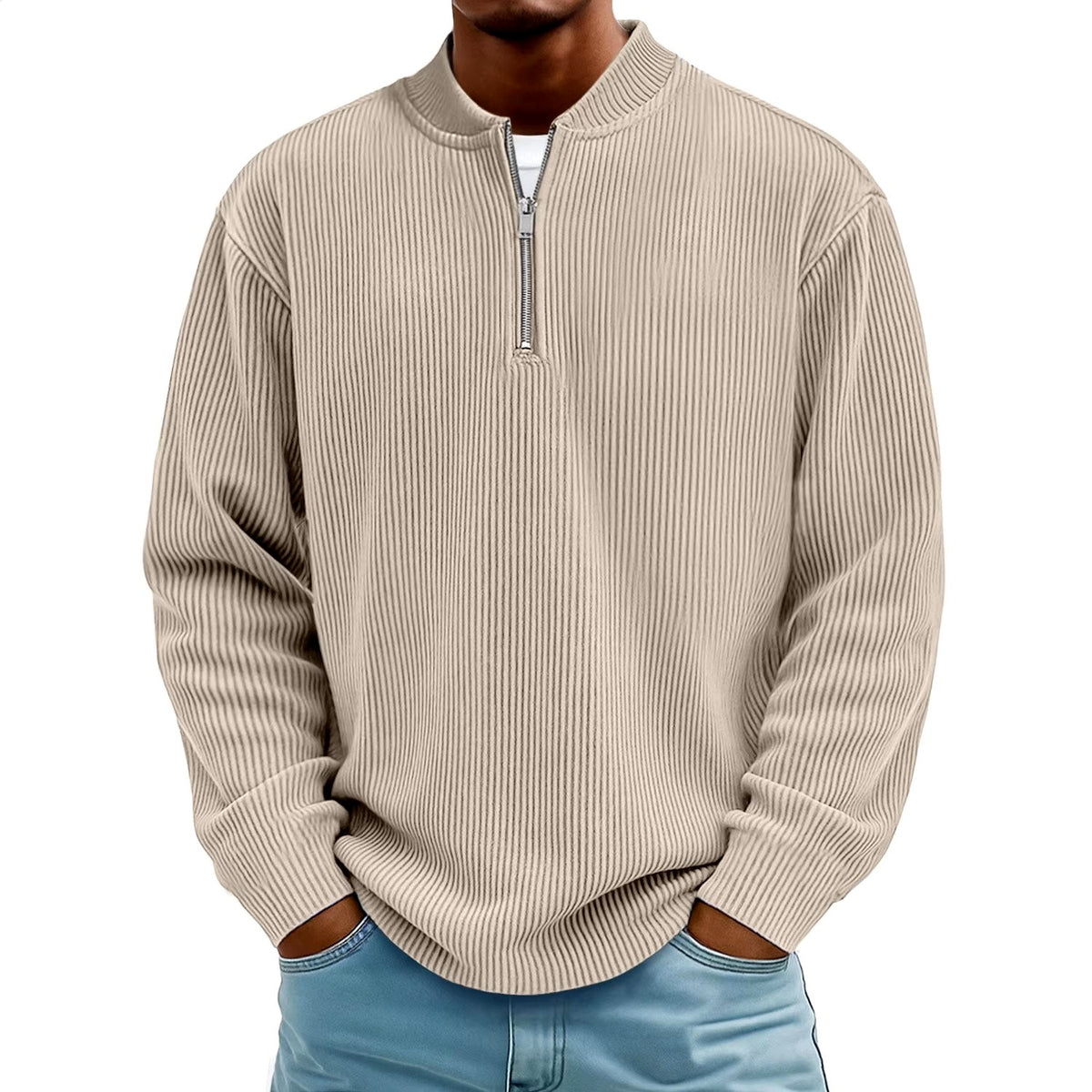 Damian - Men's Ribbed Quarter-Zip Long Sleeve Pullover 2