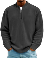 Damian - Men's Ribbed Quarter-Zip Long Sleeve Pullover 5