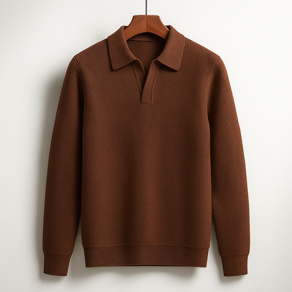 Dane - Men's Ribbed Polo Pullover Sweater