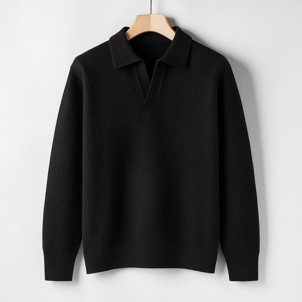 Dane - Men's Ribbed Polo Pullover Sweater