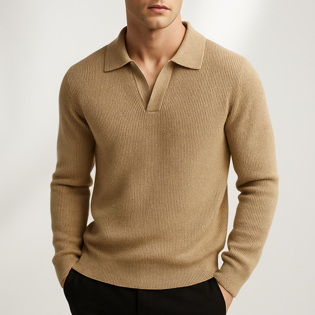 Dane - Men's Ribbed Polo Pullover Sweater