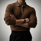 Dawson - Men's Ribbed Knit Polo with Button Collar
