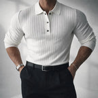 Dawson - Men's Ribbed Knit Polo with Button Collar