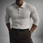 Dawson - Men's Ribbed Knit Polo with Button Collar