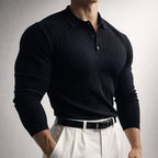 Dawson - Men's Ribbed Knit Polo with Button Collar