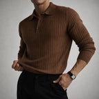 Dawson - Men's Ribbed Knit Polo with Button Collar