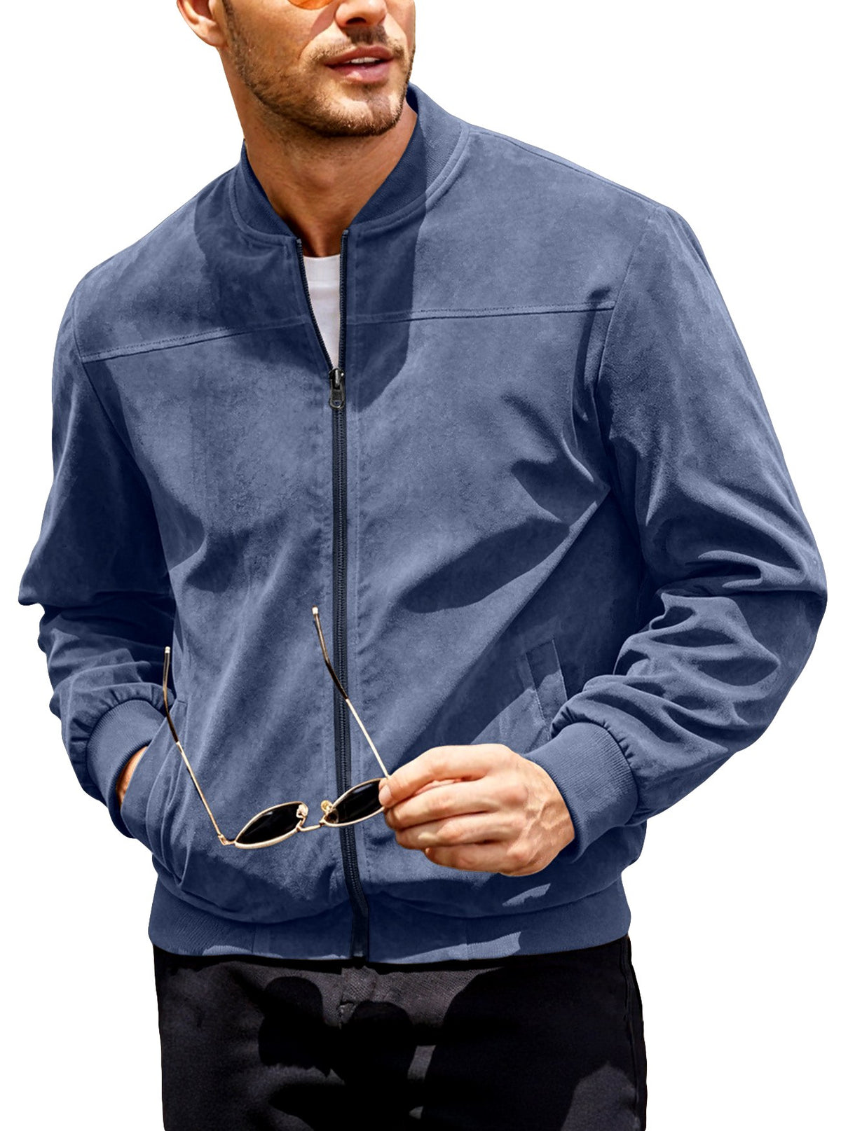 Dawson - Men's Suede Zip-Up Bomber Jacket 2
