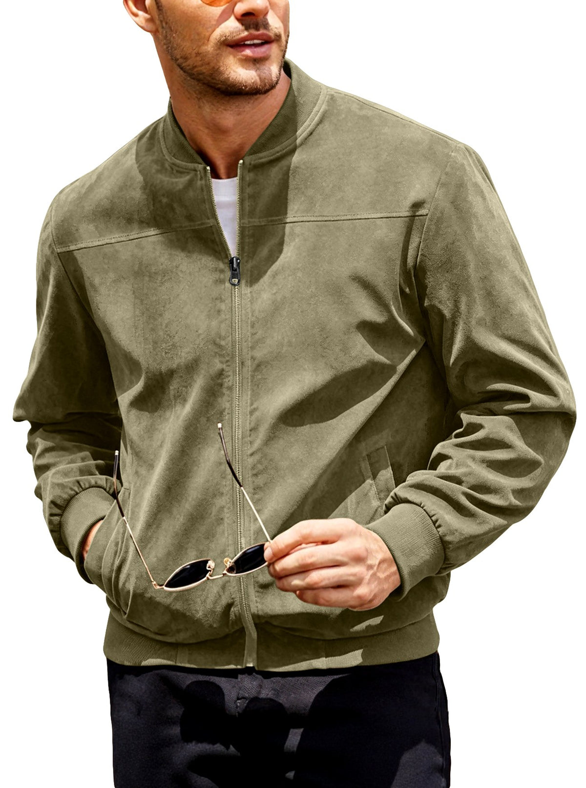 Dawson - Men's Suede Zip-Up Bomber Jacket 3