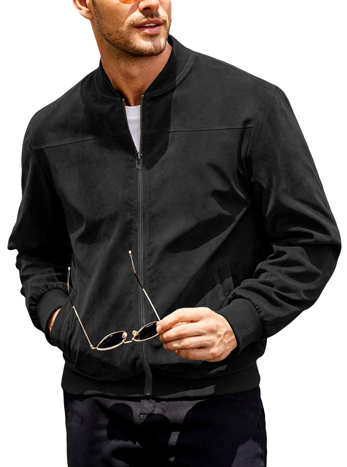Dawson - Men's Suede Zip-Up Bomber Jacket 4