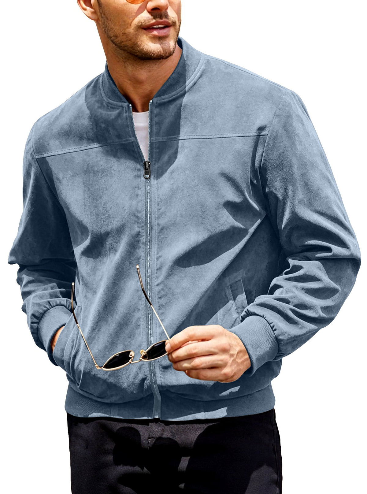 Dawson - Men's Suede Zip-Up Bomber Jacket 5