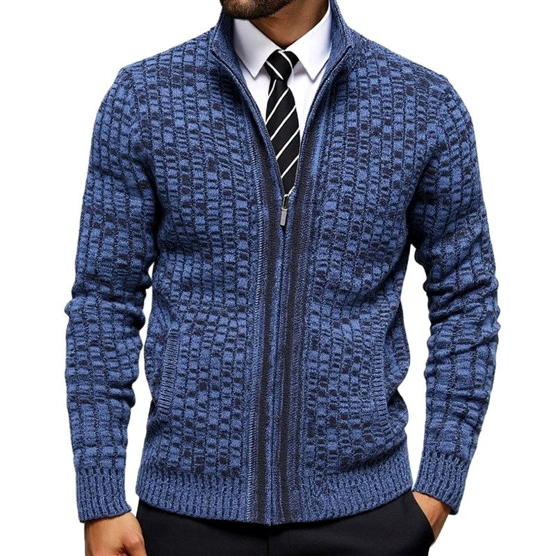 Dean – Men's Checkered High-Collar Cardigan 1