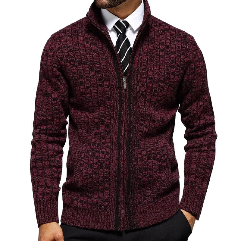Dean – Men's Checkered High-Collar Cardigan 2