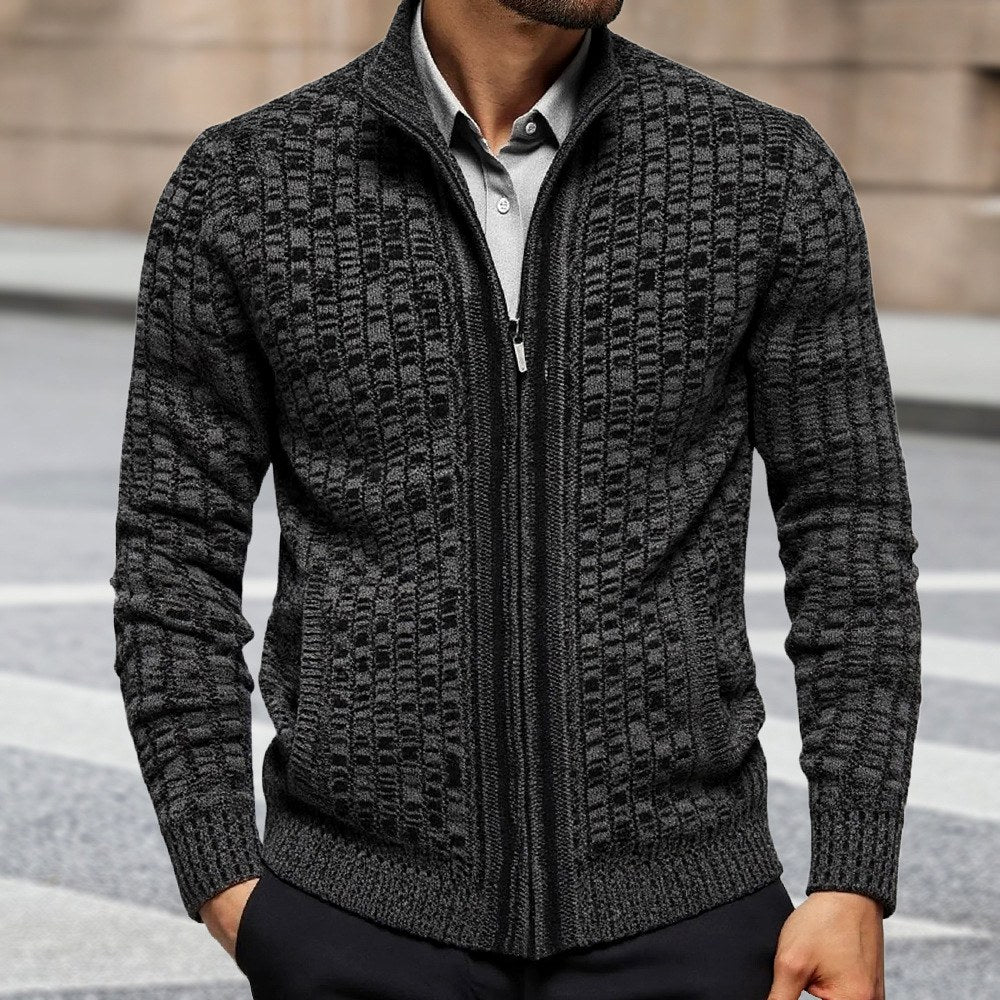 Dean – Men's Checkered High-Collar Cardigan 3