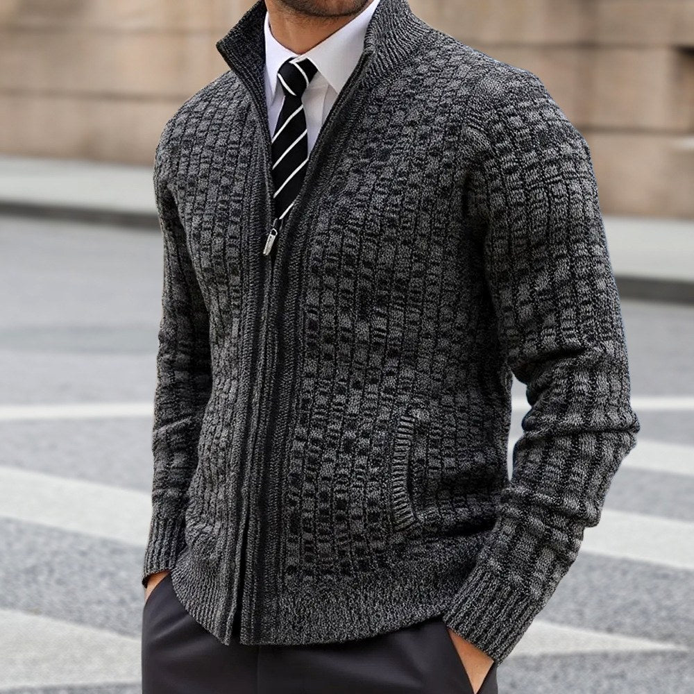 Dean – Men's Checkered High-Collar Cardigan 4