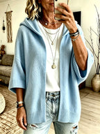 Deborah - Women's 3/4 Sleeve Oversized Hooded Cardigan 5