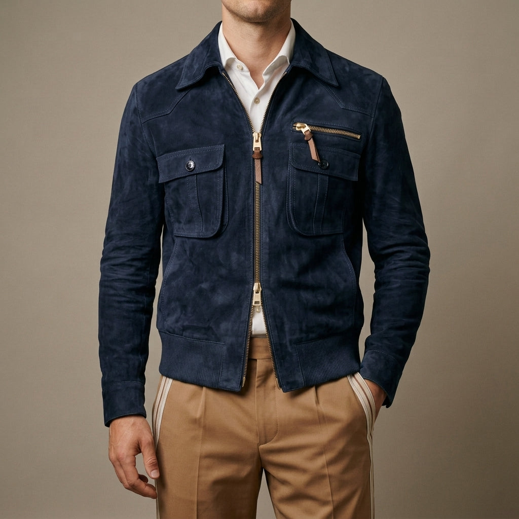 Declan - Men's Suede Jacket with Tailored Collar