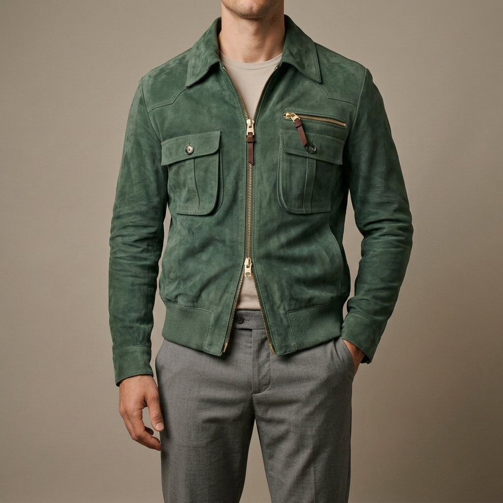 Declan - Men's Suede Jacket with Tailored Collar