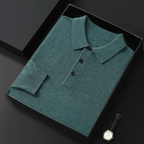 Declan - Men's Wool-Blend Polo with Ribbed Cuffs