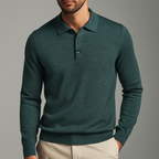 Declan - Men's Wool-Blend Polo with Ribbed Cuffs