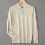 Declan - Men's Wool-Blend Polo with Ribbed Cuffs