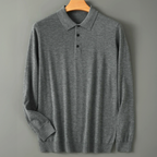Declan - Men's Wool-Blend Polo with Ribbed Cuffs