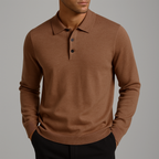 Declan - Men's Wool-Blend Polo with Ribbed Cuffs