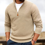 Denn - Men's Diagonal Quarter-Zip Pullover Sweater 1