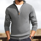 Denn - Men's Diagonal Quarter-Zip Pullover Sweater 2