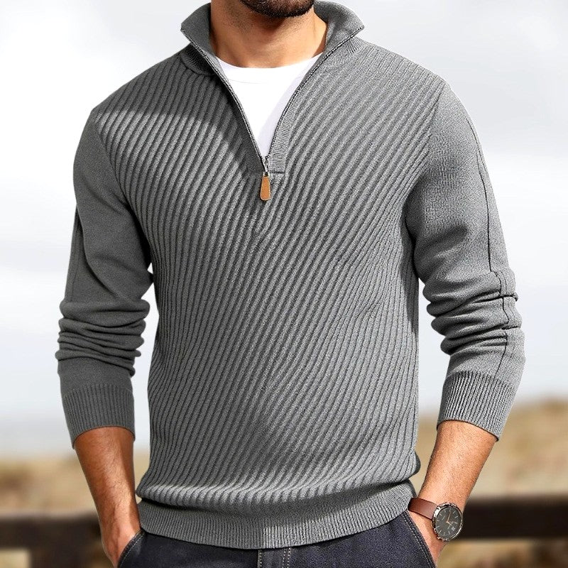 Denn - Men's Diagonal Quarter-Zip Pullover Sweater 2