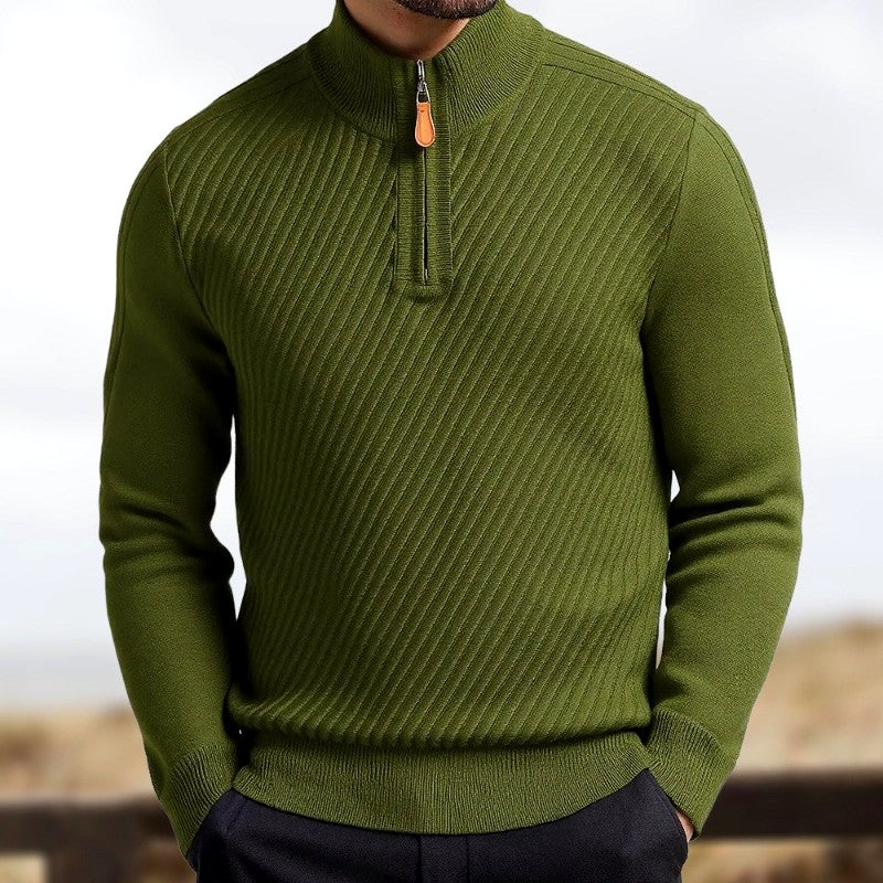 Denn - Men's Diagonal Quarter-Zip Pullover Sweater 3