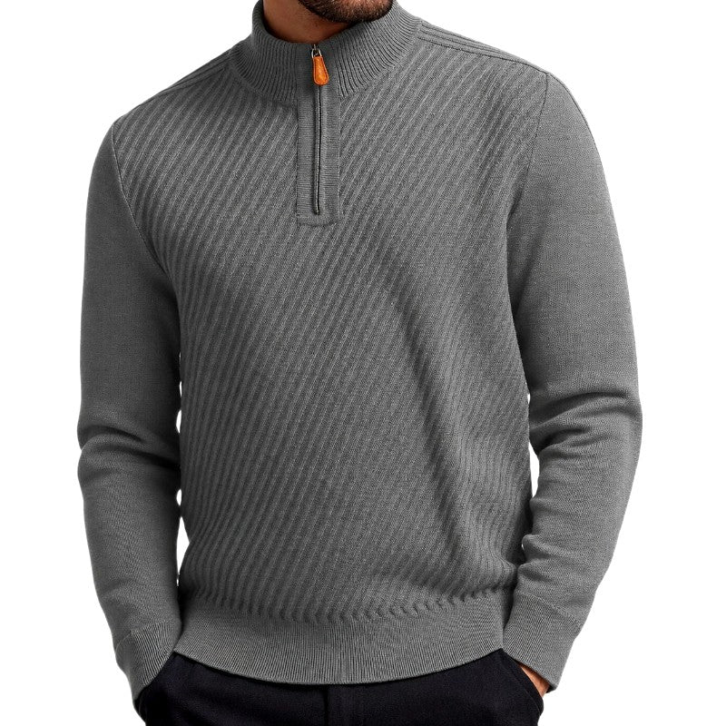 Denn - Men's Diagonal Quarter-Zip Pullover Sweater 6