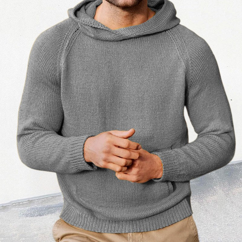 Denver - Men's Solid Hooded Long Sleeve Sweater 1