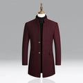 Derek - Men's Button-Front Wool Blend Topcoat