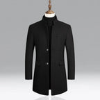 Derek - Men's Button-Front Wool Blend Topcoat
