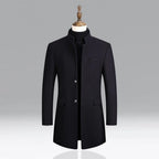 Derek - Men's Button-Front Wool Blend Topcoat
