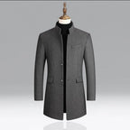Derek - Men's Button-Front Wool Blend Topcoat