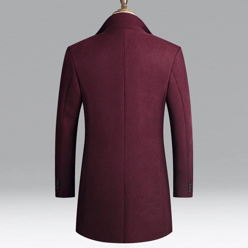 Derek - Men's Button-Front Wool Blend Topcoat