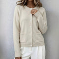 Dina - Women's Round Neck Relaxed Fit Cardigan Sweater 1