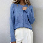 Dina - Women's Round Neck Relaxed Fit Cardigan Sweater 2