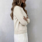 Dina - Women's Round Neck Relaxed Fit Cardigan Sweater 4