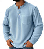 Dustin - Men's Ribbed Long Sleeve Henley Shirt 1