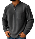 Dustin - Men's Ribbed Long Sleeve Henley Shirt 3